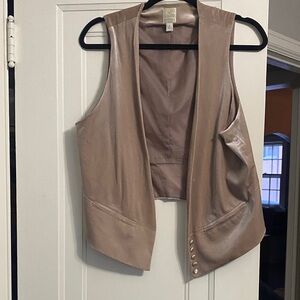 LC Lauren Conrad Taupe Velvet Open Vest